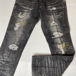 Mens Born Fly Black Acid Wash Size 38